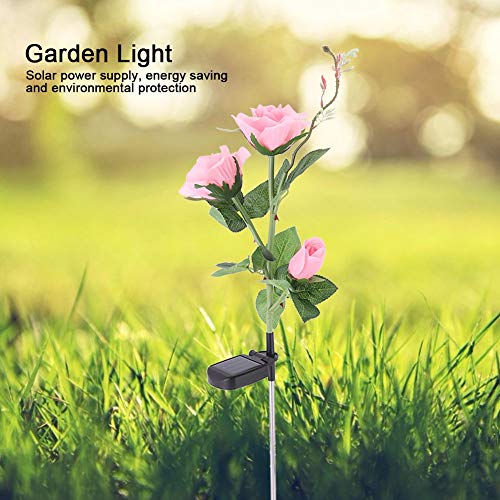 mumisuto Solar Flower Lights, Rose Flower Outside Solar Landscape Yard Lamp Garden Lawn Pink Rose Shape 3 LEDs Light Solar Powered Garden Decoration Outdoor Patio Yard