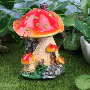 Cabilock Delicate Creative Mushroom House Model Landscaping Ornaments Miniature Micro Landscape Bonsai Fairy Garden Landscape DIY Decor - Mushroom House(Red and Yellow Edge)