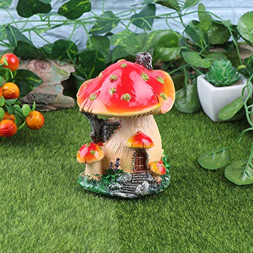 Cabilock Delicate Creative Mushroom House Model Landscaping Ornaments Miniature Micro Landscape Bonsai Fairy Garden Landscape DIY Decor - Mushroom House(Red and Yellow Edge)