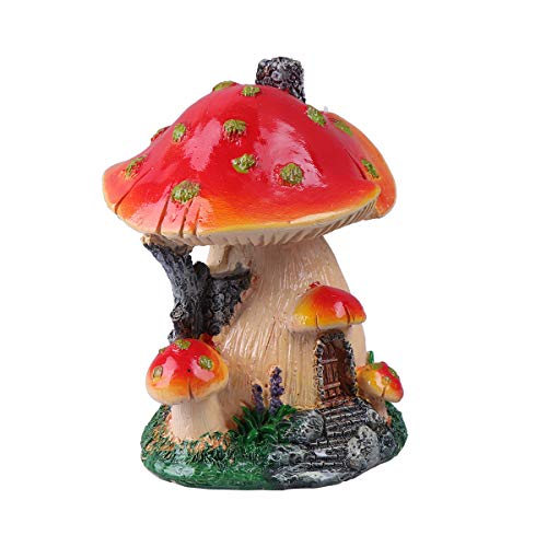 Cabilock Delicate Creative Mushroom House Model Landscaping Ornaments Miniature Micro Landscape Bonsai Fairy Garden Landscape DIY Decor - Mushroom House(Red and Yellow Edge)