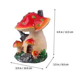 Cabilock Delicate Creative Mushroom House Model Landscaping Ornaments Miniature Micro Landscape Bonsai Fairy Garden Landscape DIY Decor - Mushroom House(Red and Yellow Edge)