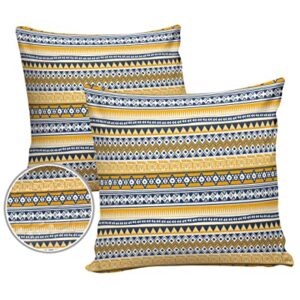 Outdoor Waterproof Pillow Covers for Patio Furniture Bohemian Striped Decorative Throw Pillow Cover Tribal Boho Style Colorful Pillowcases Set of 2 Cushion Case for Sofa Couch Chair 16 x 16 in