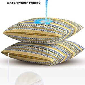 Outdoor Waterproof Pillow Covers for Patio Furniture Bohemian Striped Decorative Throw Pillow Cover Tribal Boho Style Colorful Pillowcases Set of 2 Cushion Case for Sofa Couch Chair 16 x 16 in