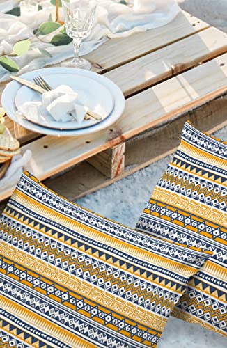 Outdoor Waterproof Pillow Covers for Patio Furniture Bohemian Striped Decorative Throw Pillow Cover Tribal Boho Style Colorful Pillowcases Set of 2 Cushion Case for Sofa Couch Chair 16 x 16 in