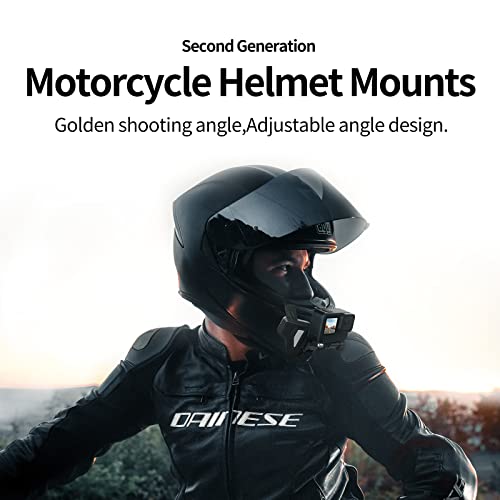 Motorcycle Helmet Chin Mount for GoPro, Claw Clamp Body Strap Fit for Most Helmets Stable Fast Release Riding Cycling Accessories for Go Pro Max Hero 11 10 9 8 7 6 5 Insta360 DJI Osmo Action Pocket 2