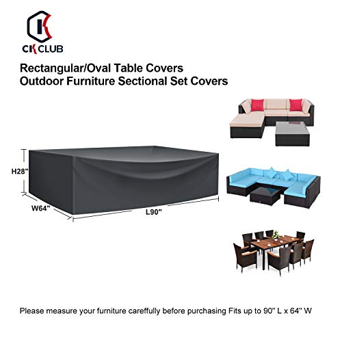 Patio Furniture Sectional Set Covers Large Waterproof Outdoor Furniture Set Covers Loveseat Set Covers Rectangle Heavy Duty 90 inch L x 64 inch W x 28 inch H