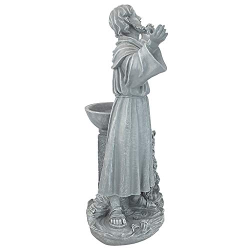 Design Toscano JE14106 St. Francis' Blessing Religious Garden Decor Statue Bath Bird Feeder, 19 inch, Greystone