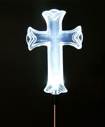 Solar LED Cross Light , Solar Powered Garden Decor Stake Yard LED Outdoor Landscape Light