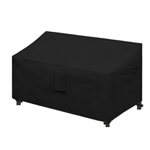 easy-going waterproof patio sofa cover uv resistant 2 seater outdoor loveseat cover weatherproof lawn patio furniture cover with tape sealed seam (58wx32.5dx31h inch, black)
