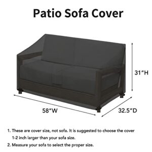 Easy-Going Waterproof Patio Sofa Cover UV Resistant 2 Seater Outdoor Loveseat Cover Weatherproof Lawn Patio Furniture Cover with Tape Sealed Seam (58Wx32.5Dx31H inch, Black)