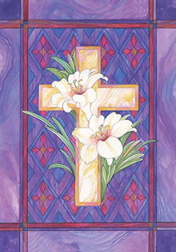 Toland Home Garden 112516 Lily & Cross Easter Flag 12x18 Inch Double Sided Easter Garden Flag for Outdoor House religious Flag Yard Decoration