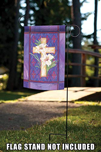 Toland Home Garden 112516 Lily & Cross Easter Flag 12x18 Inch Double Sided Easter Garden Flag for Outdoor House religious Flag Yard Decoration