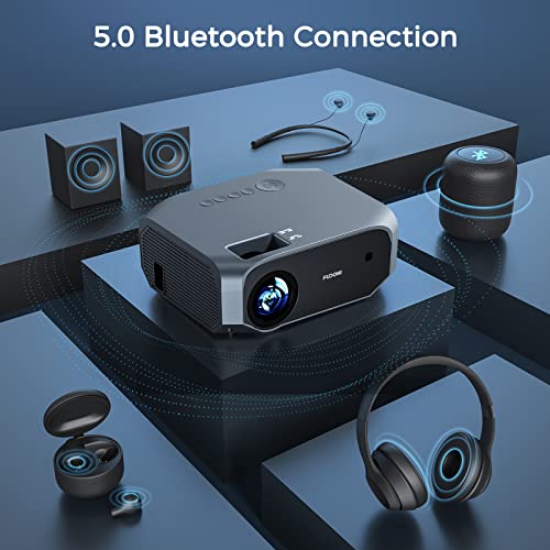 FUDONI Projector with 5G WiFi and Bluetooth, 10000L Native 1080P Portable Outdoor Video Projector 4K Supported, Home Theater Movie Projector with Screen for Phone/PC/TV Stick/PS5