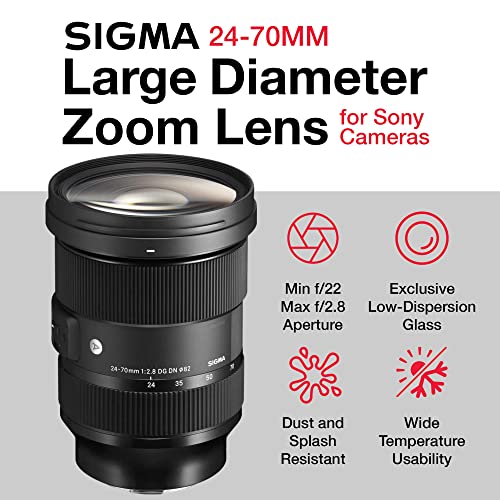 Sigma 24-70mm F2.8 Art for Sony Camera Bundle with Sony 24-70 Sigma Lens, Lens Front and Rear Caps, Lens Hood, Lens Case, 2X 64GB SanDisk Memory Cards (7 Items) - Sigma 24-70mm