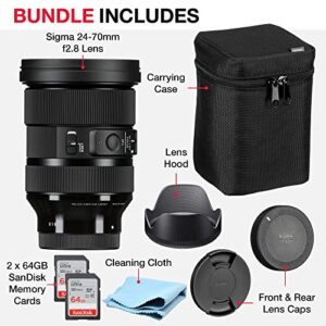 Sigma 24-70mm F2.8 Art for Sony Camera Bundle with Sony 24-70 Sigma Lens, Lens Front and Rear Caps, Lens Hood, Lens Case, 2X 64GB SanDisk Memory Cards (7 Items) - Sigma 24-70mm