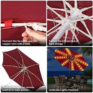 Solar Patio Umbrella Lights Cordless Parasol String Lights With Clip Umbrella Pole Light Solar Powered Waterproof for 7-10foot Umbrella Outdoor Lighting Beach Deck Garden Party Decoration