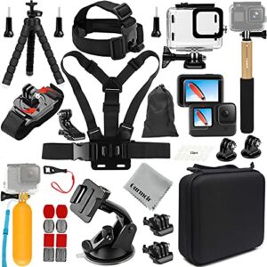 gurmoir accessories kit with waterproof housing case for gopro hero 11/hero 10/hero 9 black, full essential action camera video accessory set bundles for go pro 11/10/9 accessories kit(dt06)