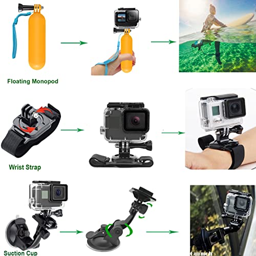 Gurmoir Accessories Kit with Waterproof Housing Case for GoPro Hero 11/Hero 10/Hero 9 Black, Full Essential Action Camera Video Accessory Set Bundles for Go Pro 11/10/9 Accessories Kit(DT06)