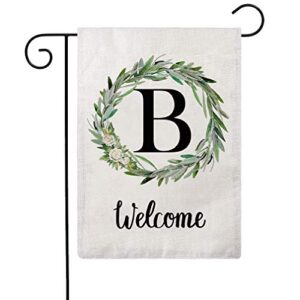 ulove love yourself welcome decorative garden flags with letter b/olive wreath double sided house yard patio outdoor garden flags small garden flag 12.5×18 inch