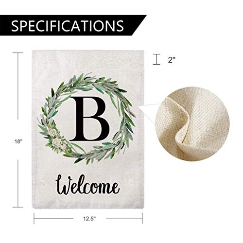 ULOVE LOVE YOURSELF Welcome Decorative Garden Flags with Letter B/Olive Wreath Double Sided House Yard Patio Outdoor Garden Flags Small Garden Flag 12.5×18 Inch