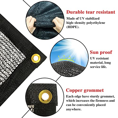 Dafoecheer 40% 14ftx14ft Black Shade Cloth Taped Edge with Grommets Sunblock Garden Mesh UV Resistant Net for Outdoor Plant Greenhouse Flowers