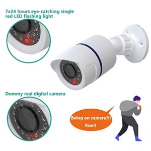 WALI Dummy Fake Camera, Surveillance Security CCTV Dome Camera, Indoor Outdoor Camera, with One LED Light, Security Alert Sticker Decals (TC-W2), 2 Pack, White