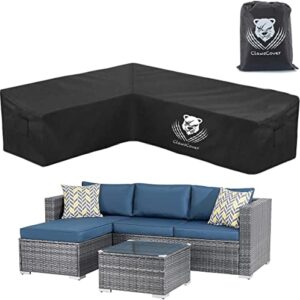 5 pieces l-shaped patio furniture set sectional sofa couch cover,waterproof outdoor conversation set cover,heavy duty 420d polyester cloth,6 windproof straps,air vents,left facing, 79″/51″lx34″dx31″h