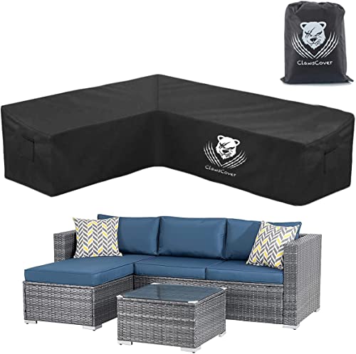 5 Pieces L-Shaped Patio Furniture Set Sectional Sofa Couch Cover,Waterproof Outdoor Conversation Set Cover,Heavy Duty 420D Polyester Cloth,6 Windproof Straps,Air Vents,Left Facing, 79"/51"Lx34"Dx31"H