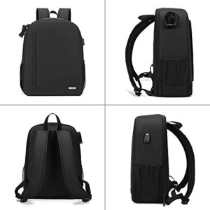 CADeN Camera Backpack Bag for DSLR/SLR Mirrorless Camera Waterproof with 15.6 inch Laptop Compartment, USB Charging Port, Tripod Holder, Rain Cover, Camera Case Compatible for Sony Canon Nikon Black L