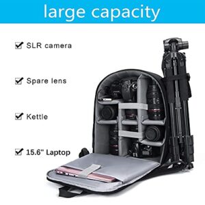 CADeN Camera Backpack Bag for DSLR/SLR Mirrorless Camera Waterproof with 15.6 inch Laptop Compartment, USB Charging Port, Tripod Holder, Rain Cover, Camera Case Compatible for Sony Canon Nikon Black L