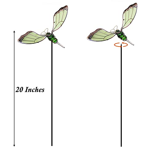 Juegoal 20 Inch Butterfly Garden Stakes Decor, Dragonfly Stakes, Hummingbird Glow in Dark Metal Yard Art for Mom, Mothers Day Ideal Gifts, Indoor Outdoor Lawn Pathway Patio Ornaments, Set of 3