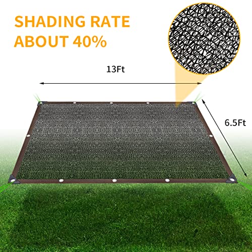40% Shade Cloth Garden Shade Mesh Net with Grommets - Sun Shade Cover for Pergola, Patio Plants, Greenhouse, Chicken Coop, Outdoor (6.5Ft x 13Ft)
