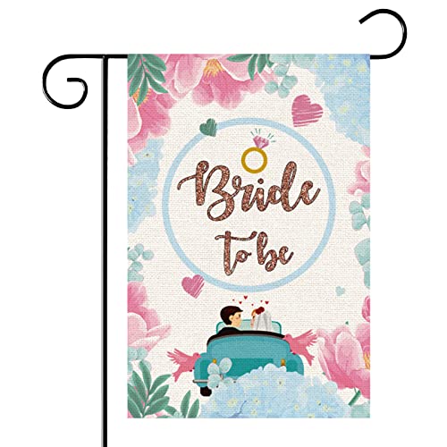 WeBenison Bride to Be Garden Flag/Bridal Shower Yard House Lawn Sign/Engagement Door Yard Lawn Sign Decor/Bachelorette Party Outdoor Decorations, Double Side Burlap