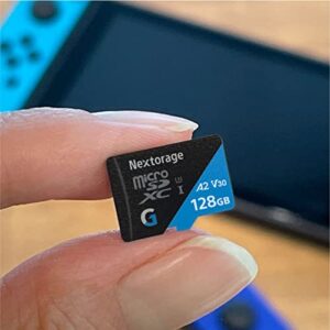 Nextorage Japan 128GB A2 V30 CL10 Micro SD Card, microSDXC Memory Card for Nintendo-Switch, Steam Deck, Smartphones, Gaming, Go Pro, 4K Video, UHS-I U3, up to 100MB/s, with Adapter (G-Series)