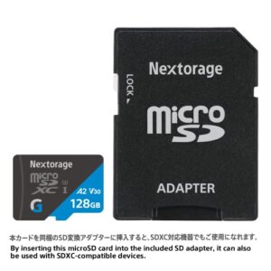 Nextorage Japan 128GB A2 V30 CL10 Micro SD Card, microSDXC Memory Card for Nintendo-Switch, Steam Deck, Smartphones, Gaming, Go Pro, 4K Video, UHS-I U3, up to 100MB/s, with Adapter (G-Series)