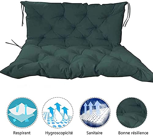 Waterproof Bench Cushion with Backrest, 2 or 3 Seat Swing Replacement Cushions Overstuffed for Garden Patio Swing Outdoor Bench Cushions