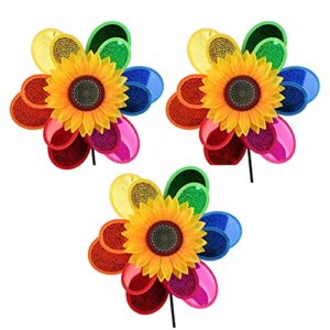 ayiwue sunflower colorful pinwheels windmill toy wind spinners for yard and garden,windmill decor ornament spinner for patio lawn yard garden party outdoor stake decorations (3pcs)
