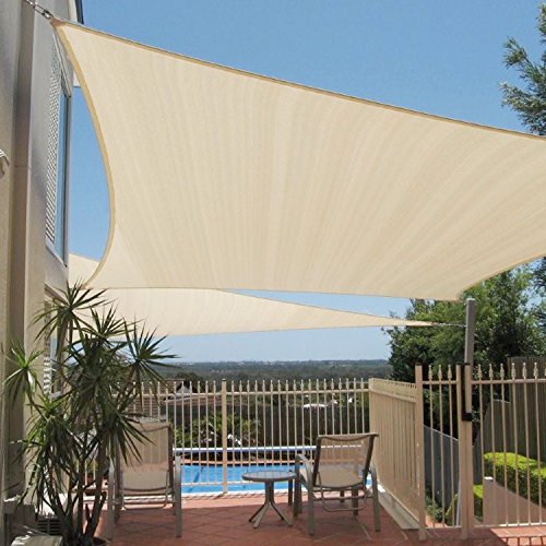 E&K Sunrise Sand 10' x 12' Sun Shade Sail Rectangle UV Block Canopy for Patio Backyard Lawn Garden Outdoor Facility and Activities