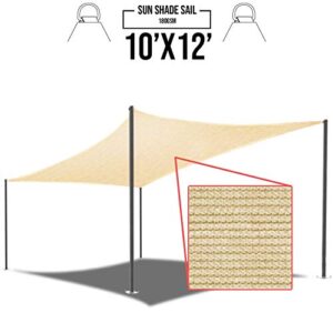 E&K Sunrise Sand 10' x 12' Sun Shade Sail Rectangle UV Block Canopy for Patio Backyard Lawn Garden Outdoor Facility and Activities