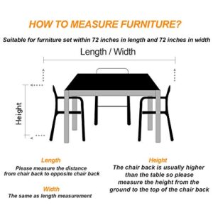 GARDRIT Upgraded Patio Furniture Covers, 100% Waterproof Square Patio Table Cover, 74" L x 74" W x 27.5" H 600D Tear-Resistant Sofa, Table and Chair Outdoor Furniture Set Covers with Storage Bag