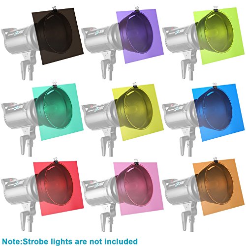 Neewer Correction Gel Light Filter Transparent Color 12x8.5 inches/30x20 centimeters 18 Sheet with 9 Colors: Red Blue Pink Cyan Purple Orange Green Yellow Black for Photo Studio Strobe Flash LED Light