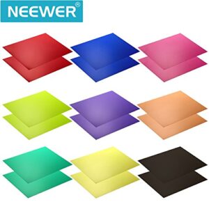 Neewer Correction Gel Light Filter Transparent Color 12x8.5 inches/30x20 centimeters 18 Sheet with 9 Colors: Red Blue Pink Cyan Purple Orange Green Yellow Black for Photo Studio Strobe Flash LED Light