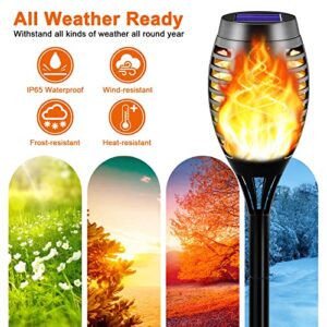 LazyBuddy Solar Torch Lights with Flickering Flame, Mini 12LED Fire Effect Solar Torches Outdoor Waterproof, Solar Powered Christmas Landscape Decorative Light for Garden Pathway Lawn Yard (2 Pack)