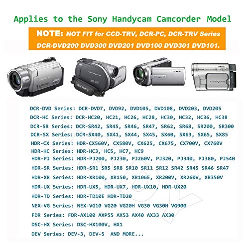 TKDY AC-L200 for Sony Handycam Camcorder Charger DCR-SX40 DCR-SX44 DCR-SR45 DCR-SR47 DCR-SX63 DCR-SX65 DCR-SX85 DCR-DVD105 DVD108 DVD610 DCR-SR62 DCR-SR68 AC Power Adapter Cord.