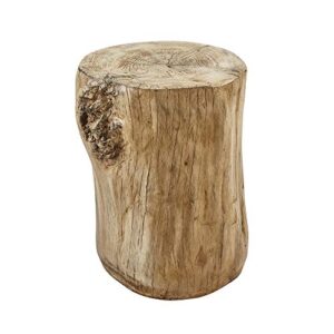 ball & cast faux wood tree stump stool mgo accent side end table concrete garden stool, 16.94”h, natural