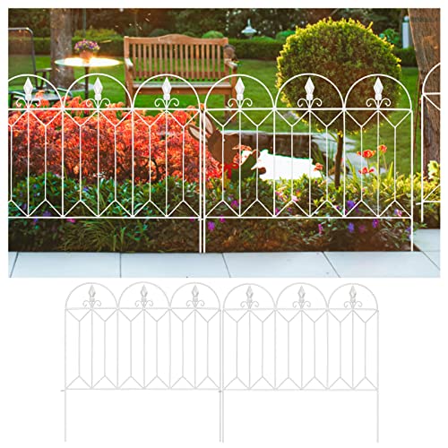 Amagabeli 5 Panels Decorative Garden Fence 10ft(L) x24in(H) Outdoor Fencing Folding Landscape Fencing Patio Flower Bed Border Edge Section Fences Animal Barrier White ET328