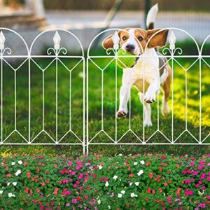 Amagabeli 5 Panels Decorative Garden Fence 10ft(L) x24in(H) Outdoor Fencing Folding Landscape Fencing Patio Flower Bed Border Edge Section Fences Animal Barrier White ET328