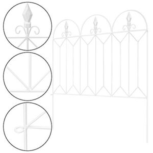 Amagabeli 5 Panels Decorative Garden Fence 10ft(L) x24in(H) Outdoor Fencing Folding Landscape Fencing Patio Flower Bed Border Edge Section Fences Animal Barrier White ET328