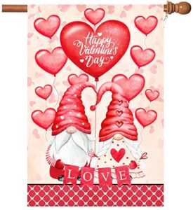 akeydeco valentine’s day flag,28×40 inch valentine’s heart garden flag with two grommets double sided printing 2 layer burlap valentine flags for your valentine’s day decoration