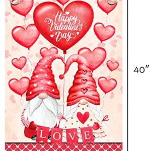 Akeydeco Valentine's Day Flag,28x40 Inch Valentine's Heart Garden Flag with Two Grommets Double Sided Printing 2 Layer Burlap Valentine Flags for Your Valentine's Day Decoration